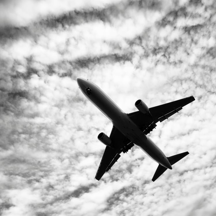 Passenger Airplane Black and White